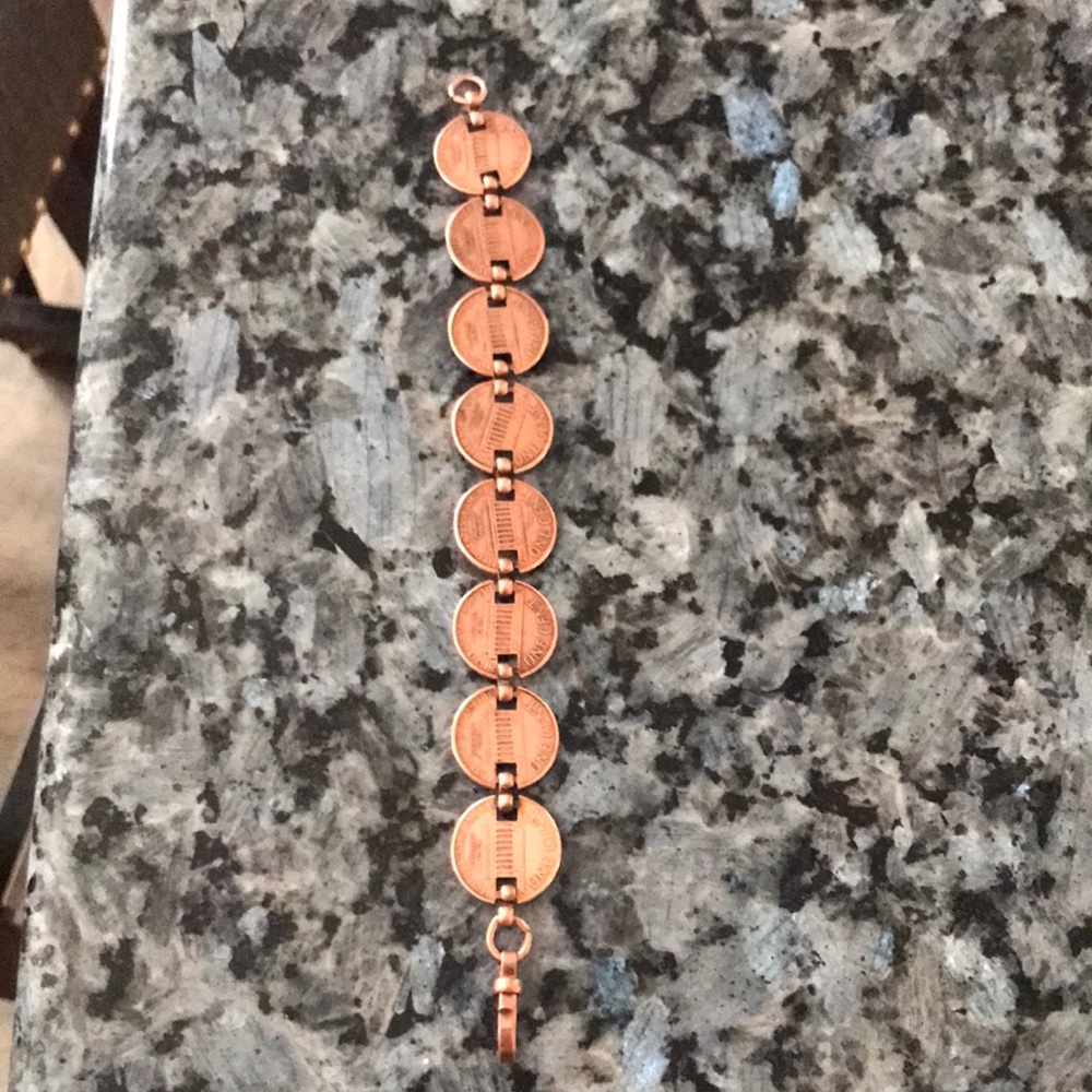 Lucky copper penny coin link bracelet